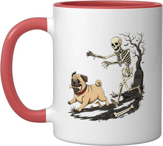Halloween Skeleton Pug Costume Spooky Season Ceramic Mug