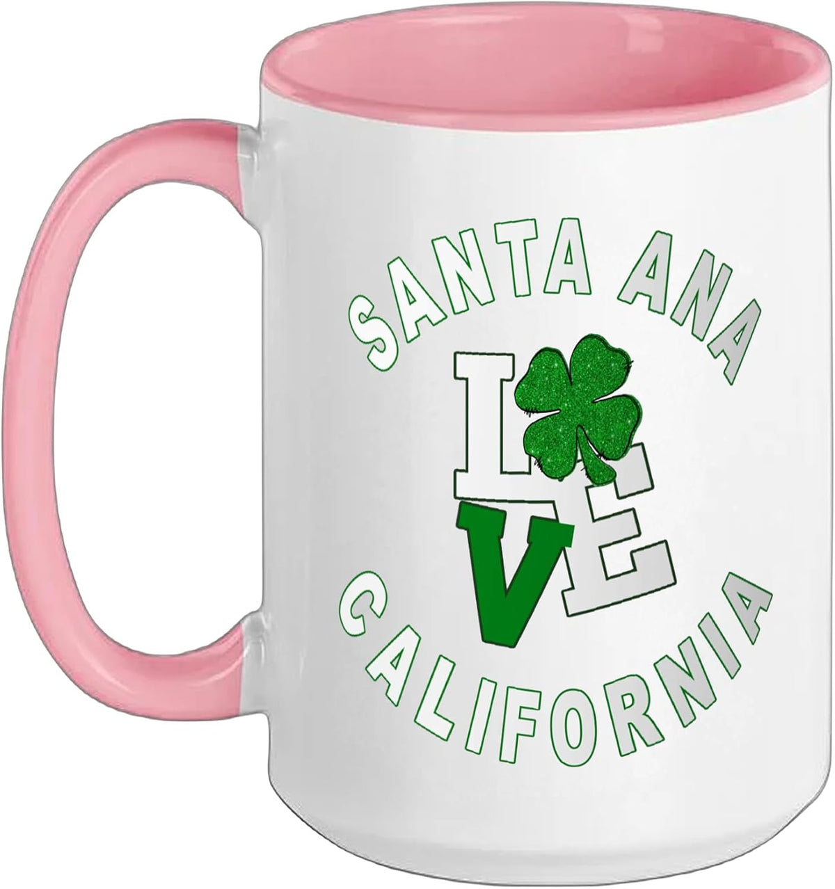 Santa Ana California Shamrock Love Ceramic Mug