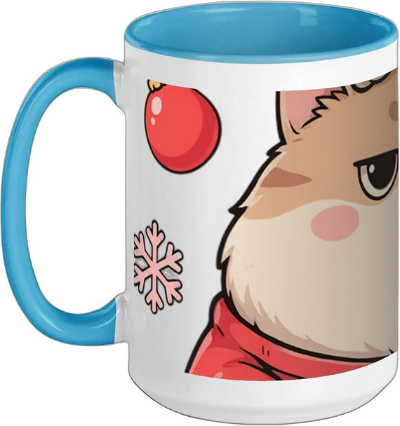 Grumpy Christmas Cat With Scarf Ceramic Mug