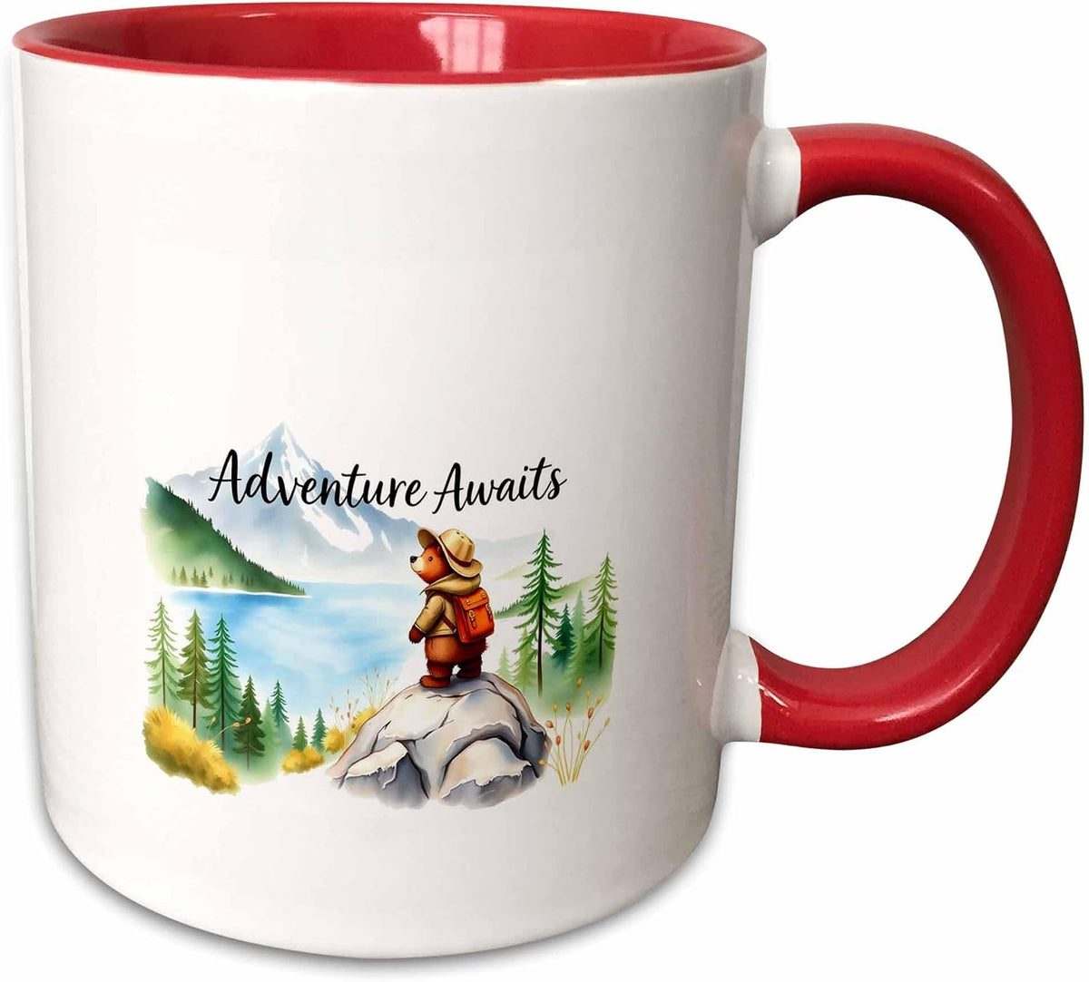 Adventure Awaits Text, Bear Explorer Ceramic Mug