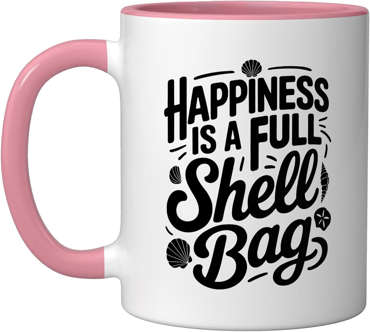 Happiness Full Shell Bag Beach Morning Collector Shelling Ceramic Mug