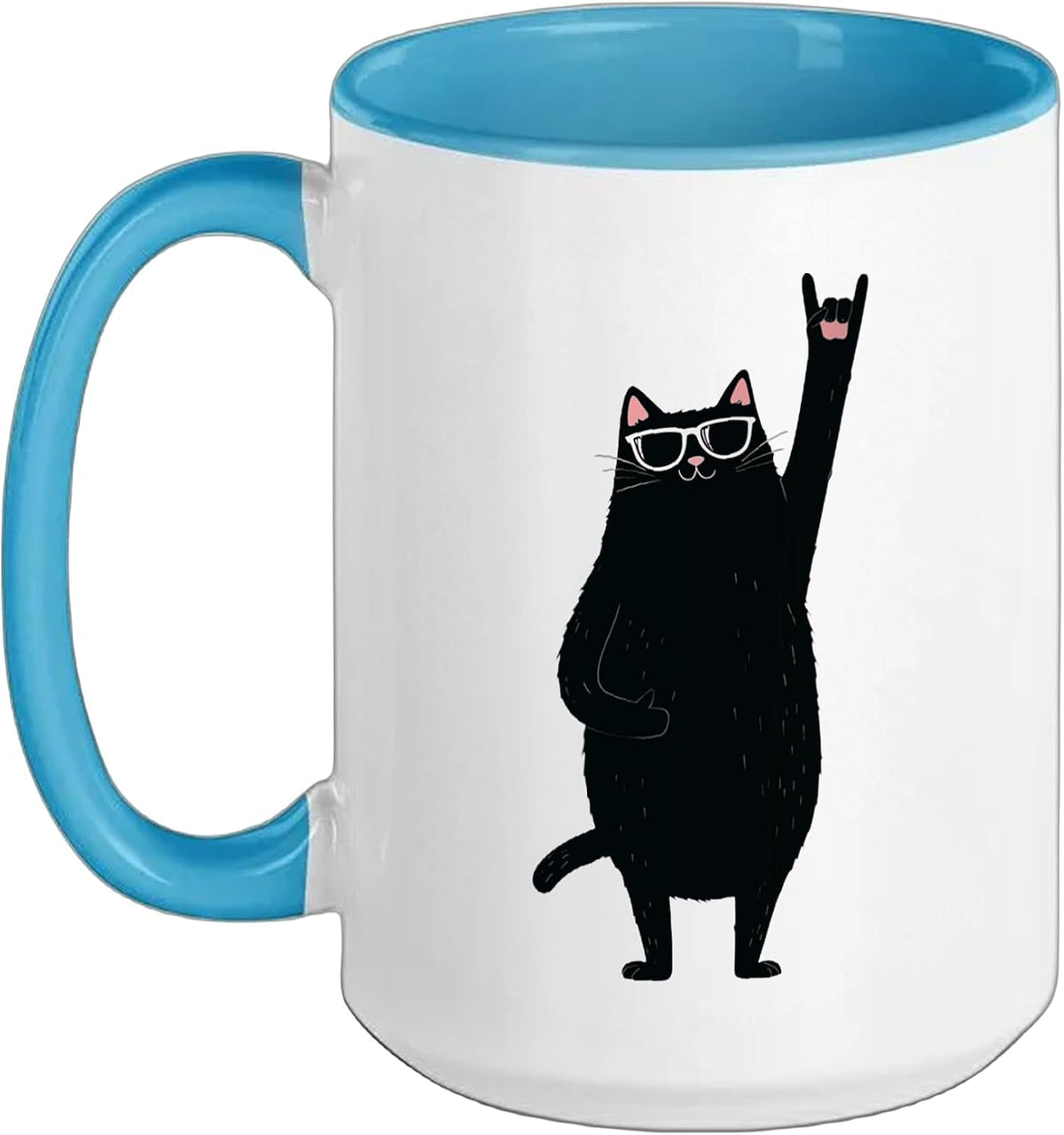 Cool Cat Rock On Black Cat Sunglasses Funny Design Ceramic Mug