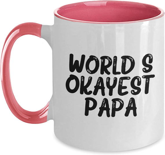 World's Okayest Papa Funny Gift For Papa Christmas Ceramic Mug
