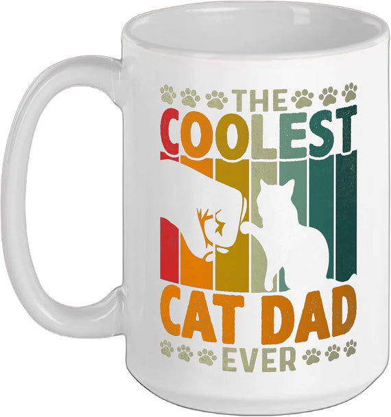 Coolest Cat Dad Ever Vintage Kitten Pet Retro Cat Father Ceramic Mug