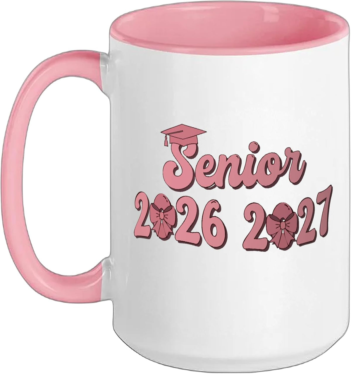 Coquette Pink Bow Senior 2026 2027 Graduation Ceramic Mug