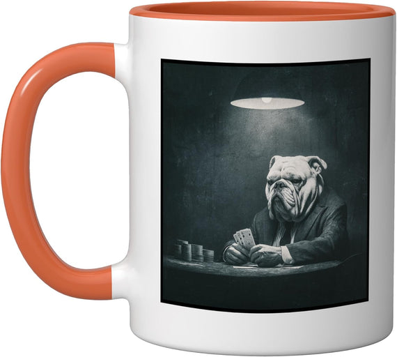Bulldog Poker Player Noir Gambling Cards Ceramic Mug