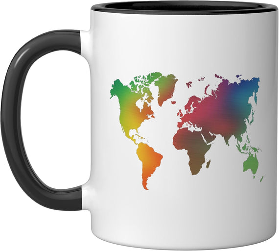World Map, Earth Globe Geography Watercolour Ceramic Mug
