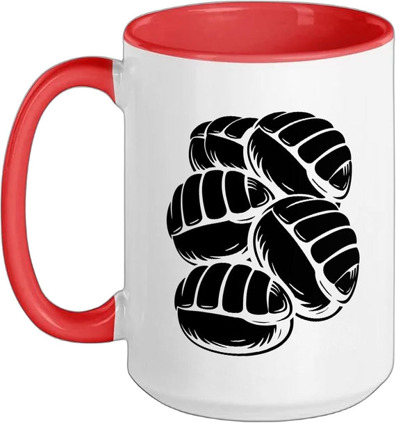 Skeleton Hands Holding Concha Mexican Alternative Art Rock Ceramic Mug