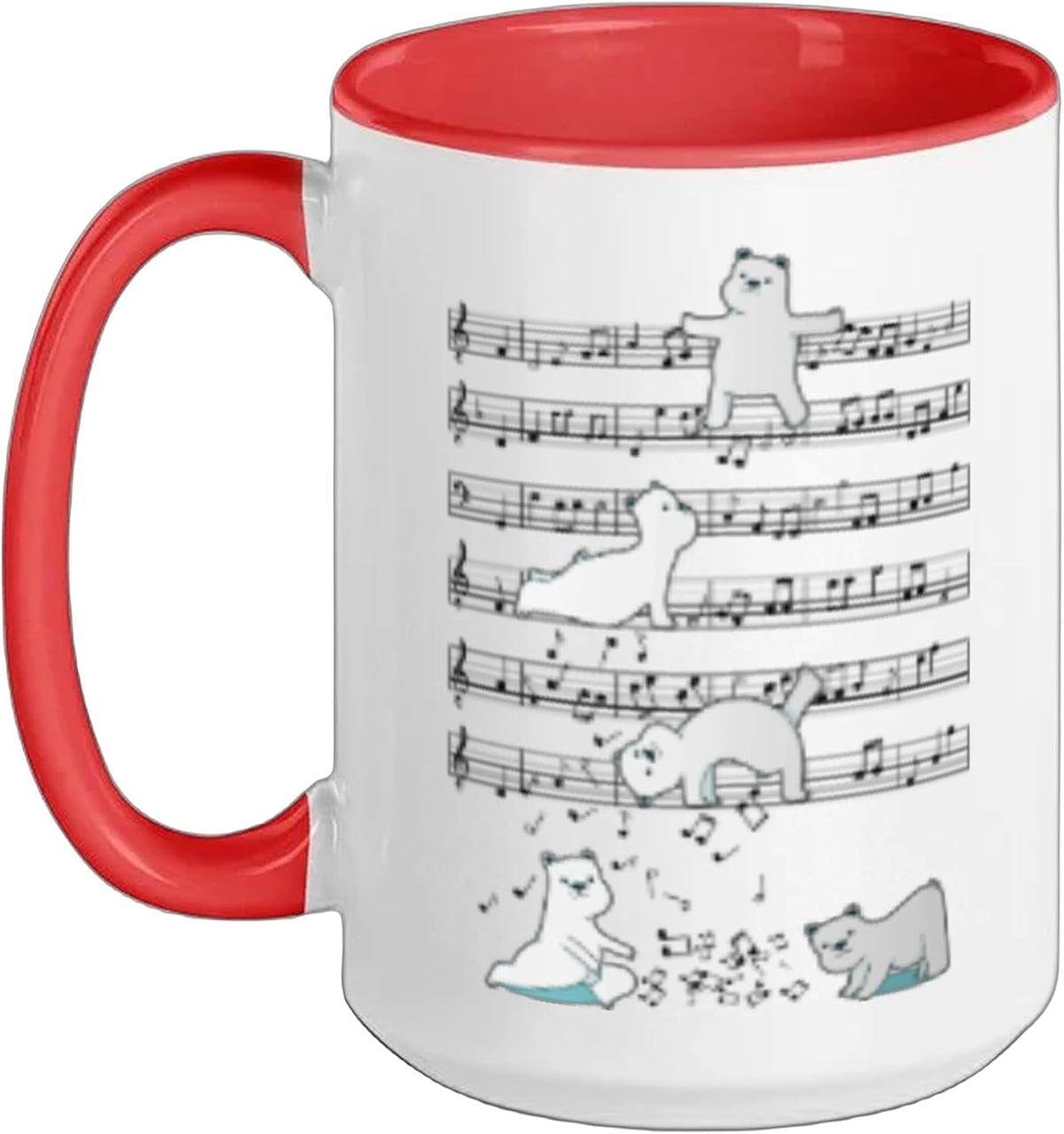Polar Bear Sheet Music Notes Funny Musical Bears Ceramic Mug