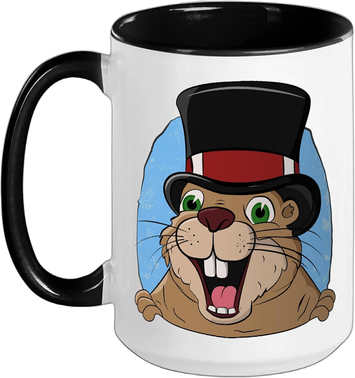 Punxy Phil's Groundhog Day Top Hat Cartoon Ceramic Mug