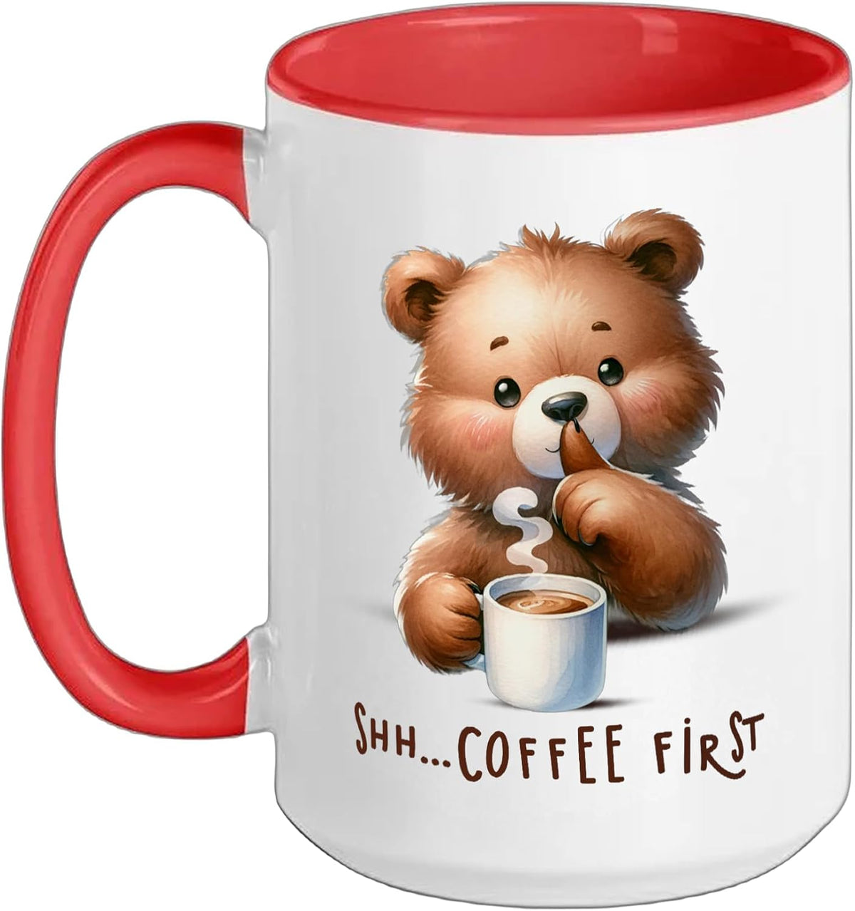 Adorable Bear With Coffee Morning Humor Ceramic Mug