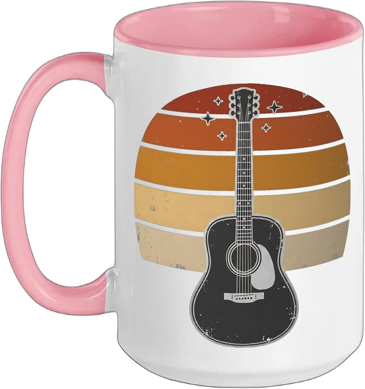 Retro Sunset Acoustic Guitar 4th Of July Country Music Ceramic Mug