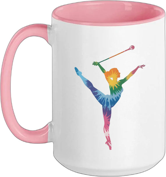 Baton Twirling Tie Dye Silhouette Girl Ceramic Mug