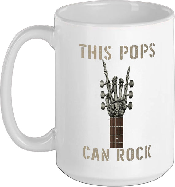 Pops Can Rock Skeleton Hand Music Band Guitarist Ceramic Mug