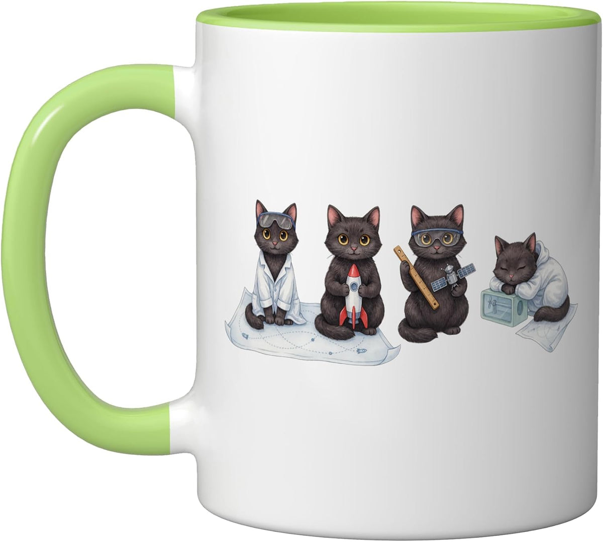 Aerospace Engineering Cats Funny Black Cat Space Ceramic Mug
