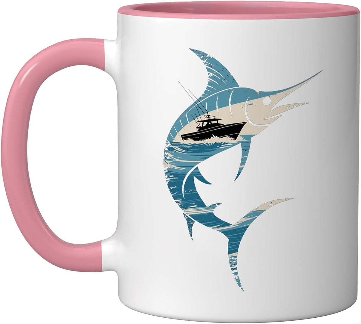 Multiple Exposure Art Marlin Angler Fisherman Fishing Ceramic Mug