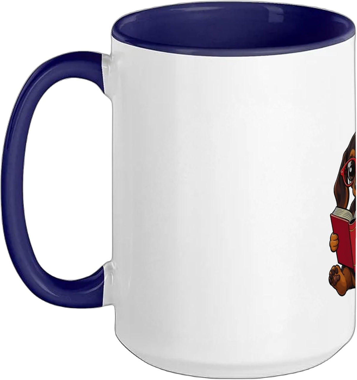 Funny Dog Reading Book Dachshund Ceramic Mug