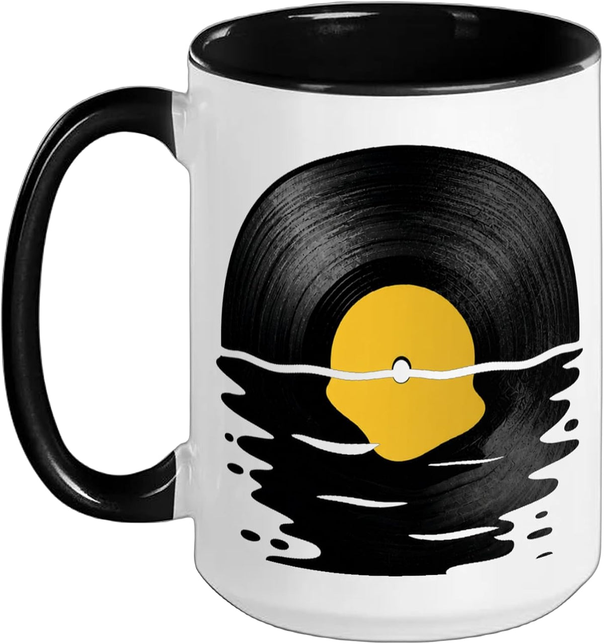 Vinyl Record Sunset Design – Retro Vinyl Music Lover Ceramic Mug