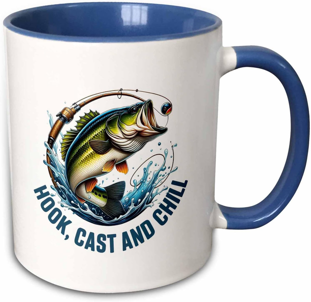 Hook, Cast & Chill. Colorful Fishing Art Ceramic Mug