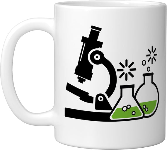 Microscope Test Tubes Science Lab Design, White Ceramic Mug