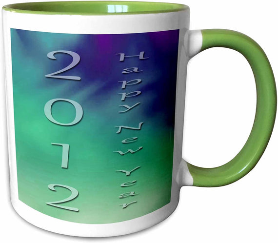 Colorful 2012 Happy New Year Green Ceramic Mug