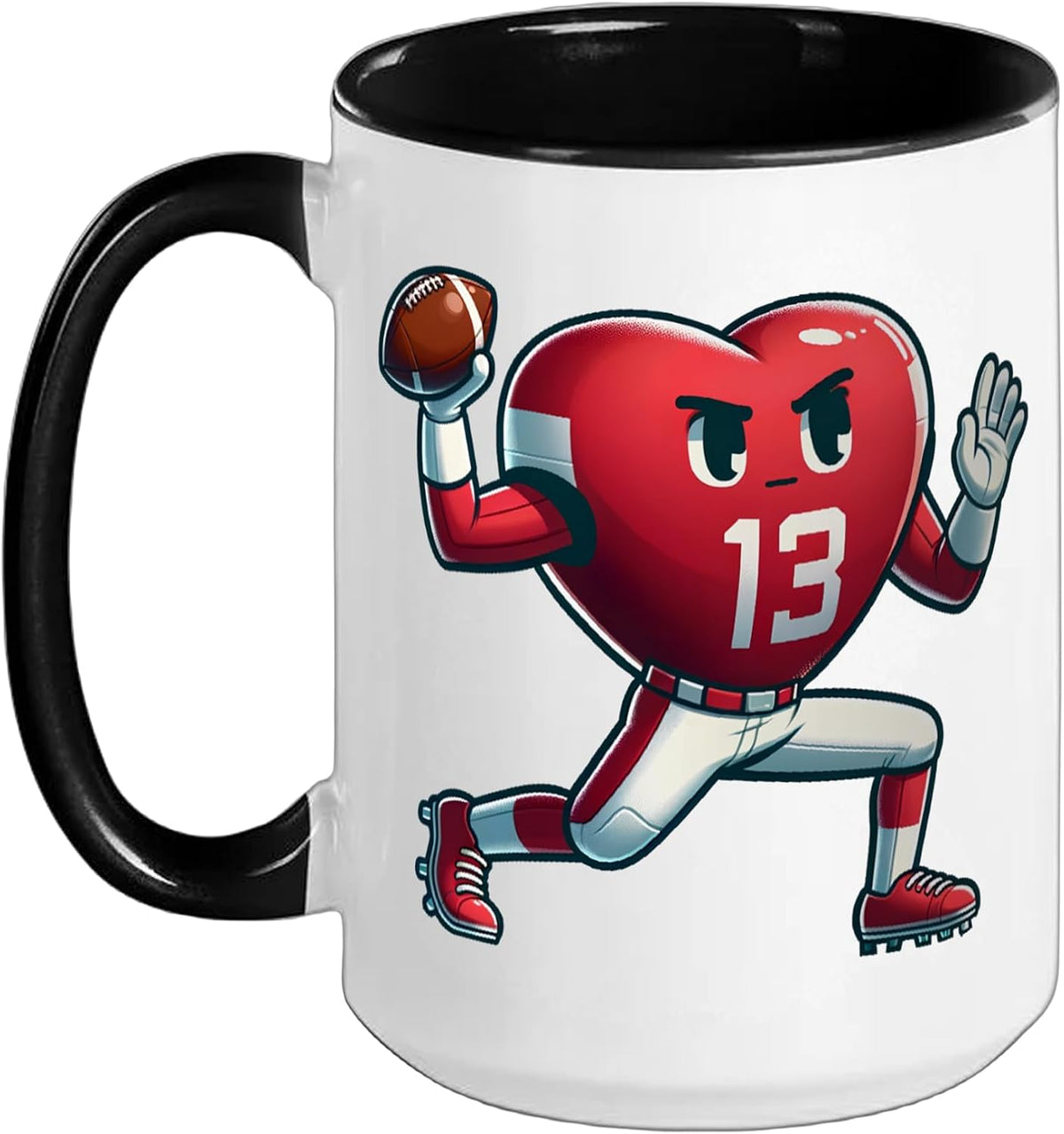 Valentine's Day Heart Quarterback Football Player Ceramic Mug