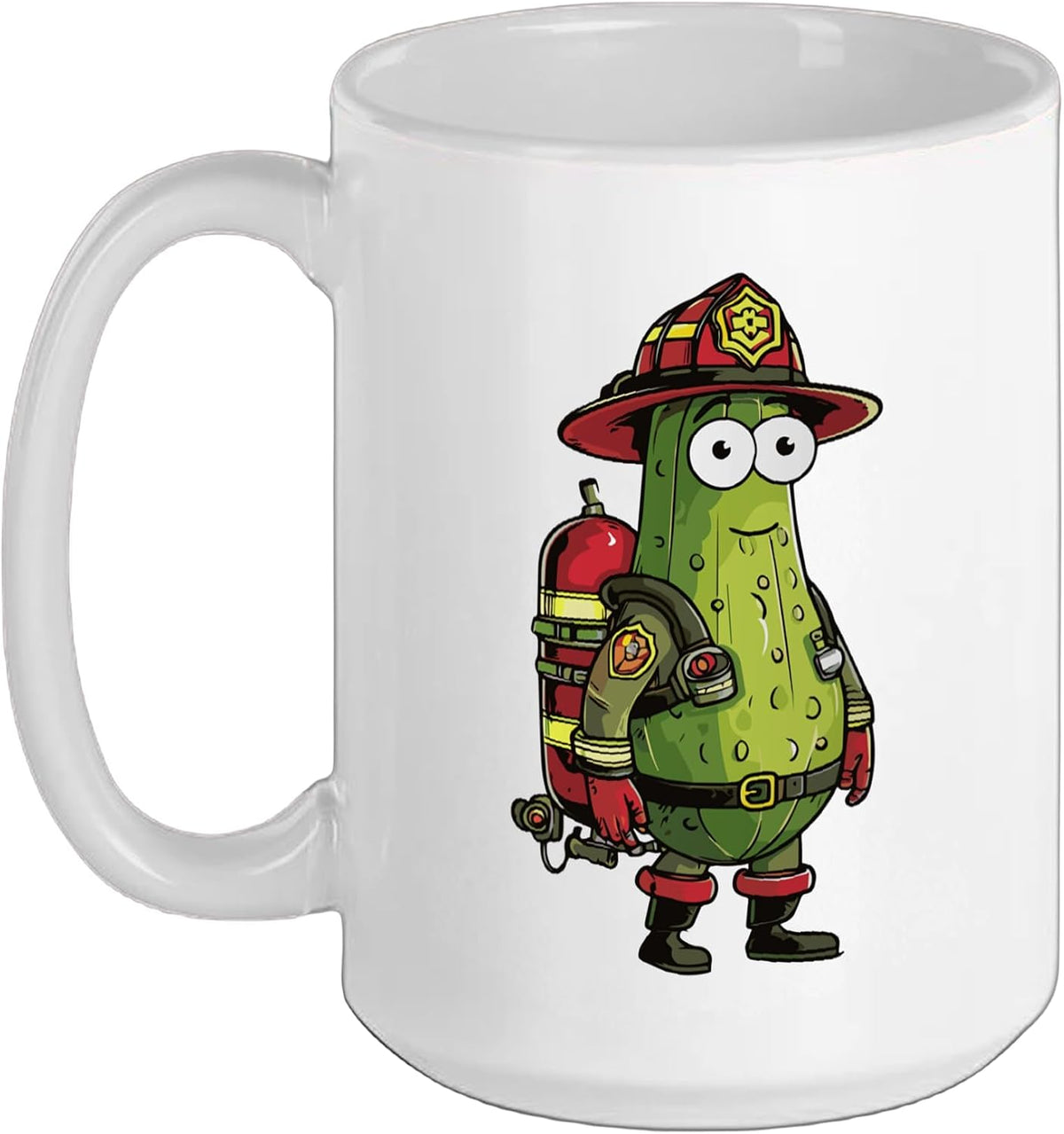 Pickle Fireman Uniform Firefighter Cucumber Ceramic Mug