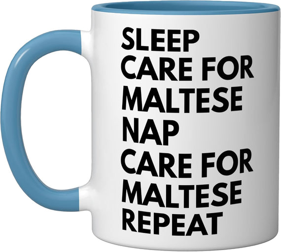 Sleep Care For Maltese Nap Repeat Funny Dog Lover Ceramic Mug