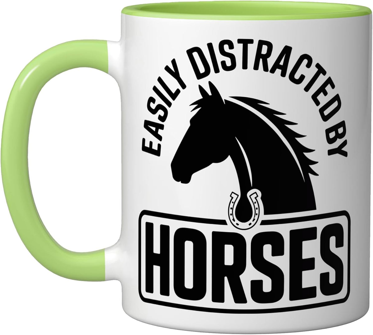 Easily Distracted By Horses Funny Horseback Riding Ceramic Mug