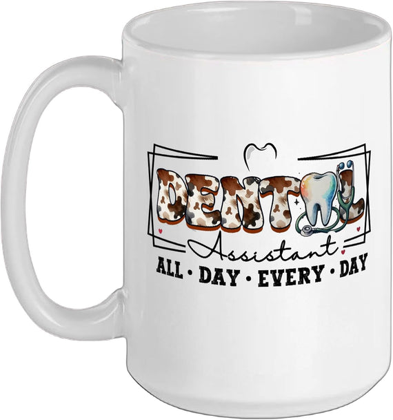 Dental Assistant Leopard Men Women Dental Hygienist Ceramic Mug