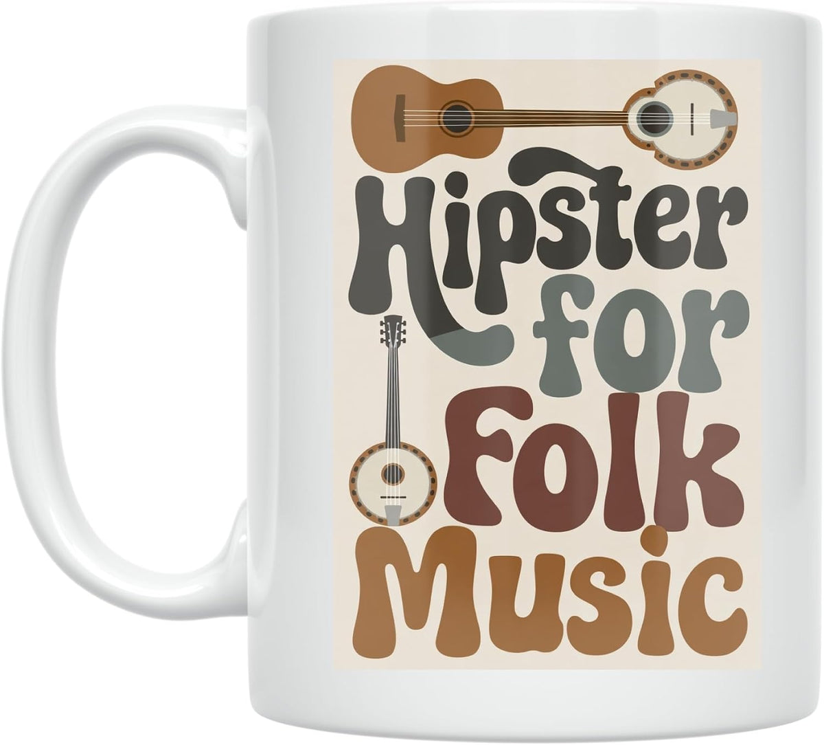 Folk Music Enthusiast - Hipster For Folk Music Design - Ceramic Mug