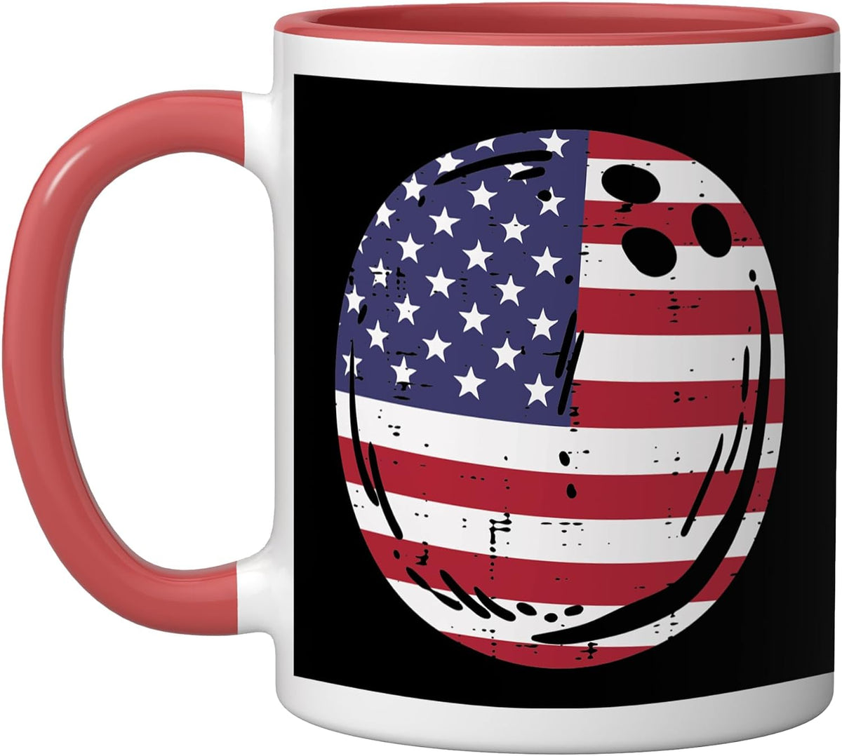 Usa Flag Bowling Ball Patriotic Bowler Men Women Kids Ceramic Mug