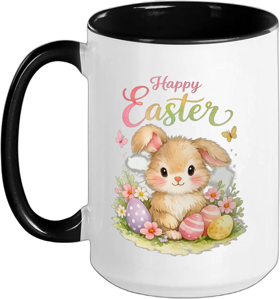 Happy Easter, Bunny And Eggs Ceramic Mug