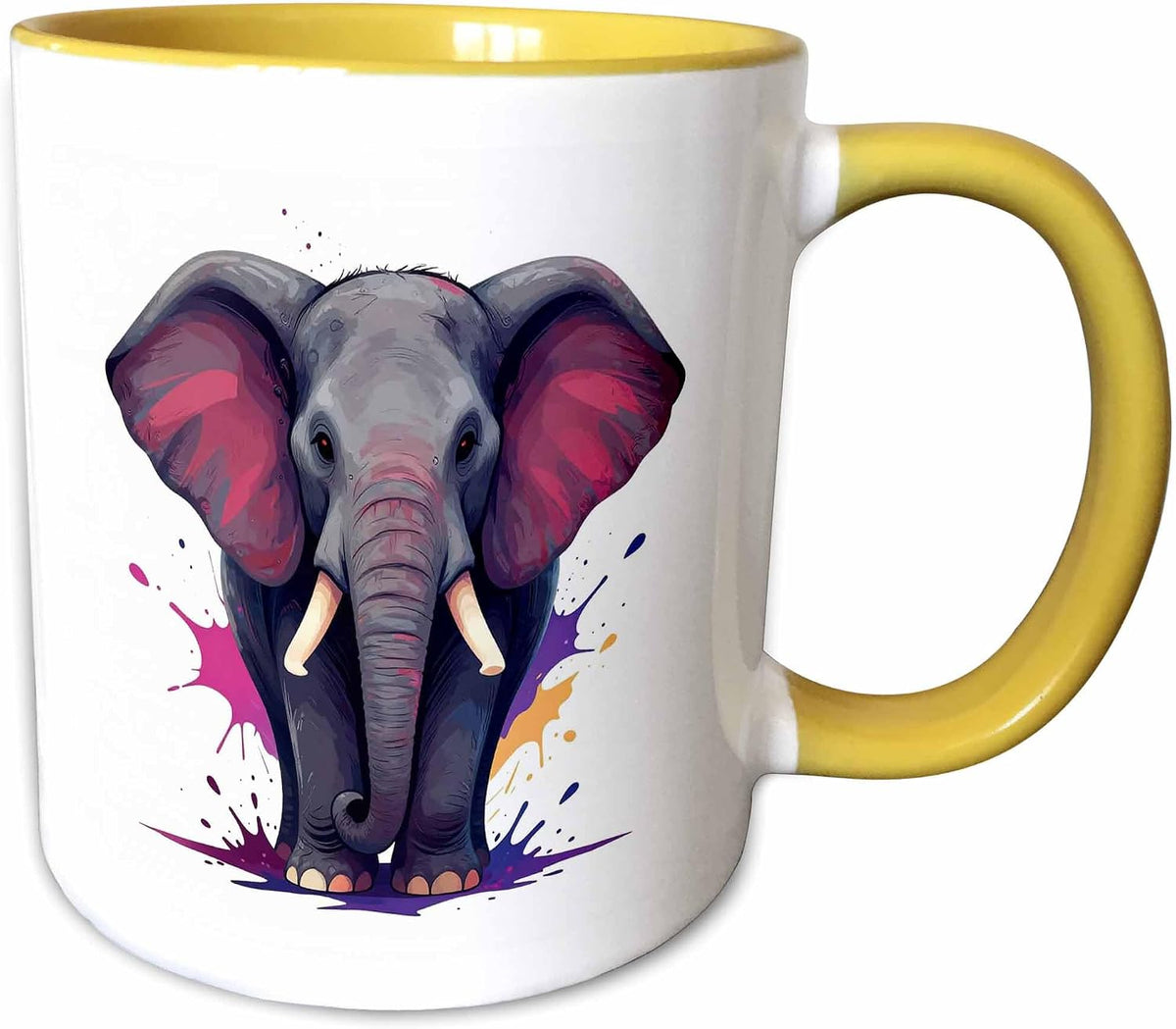 Stunning Elephant Against Colorful Paint Ceramic Mug