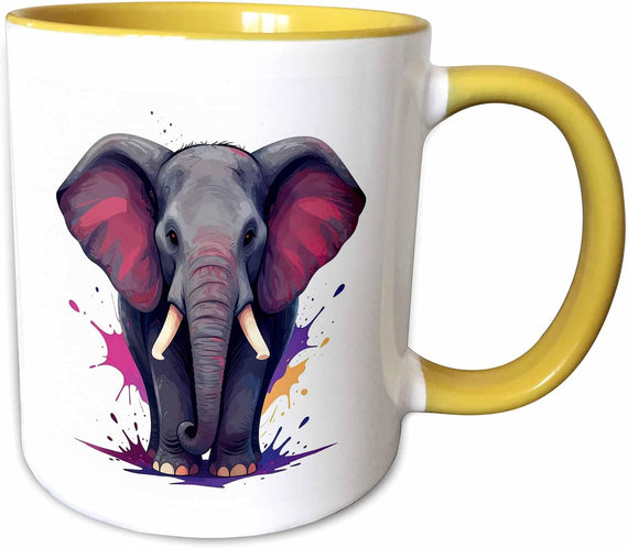Stunning Elephant Against Colorful Paint Ceramic Mug
