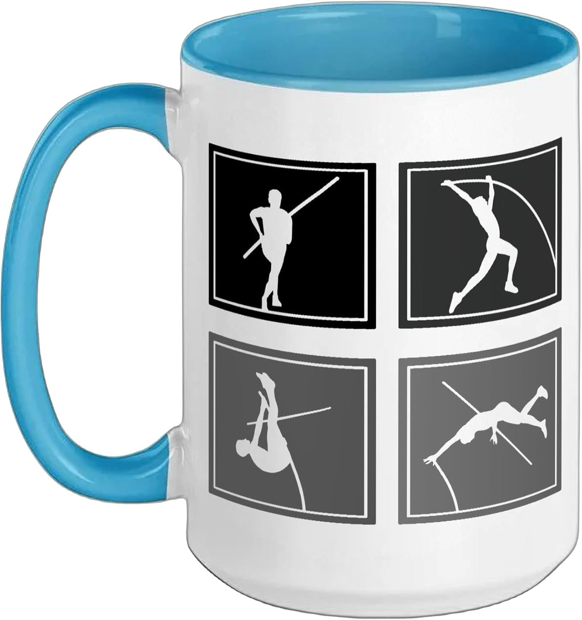 Pole Vault Progression 4 Panel Silhouette Athlete Ceramic Mug