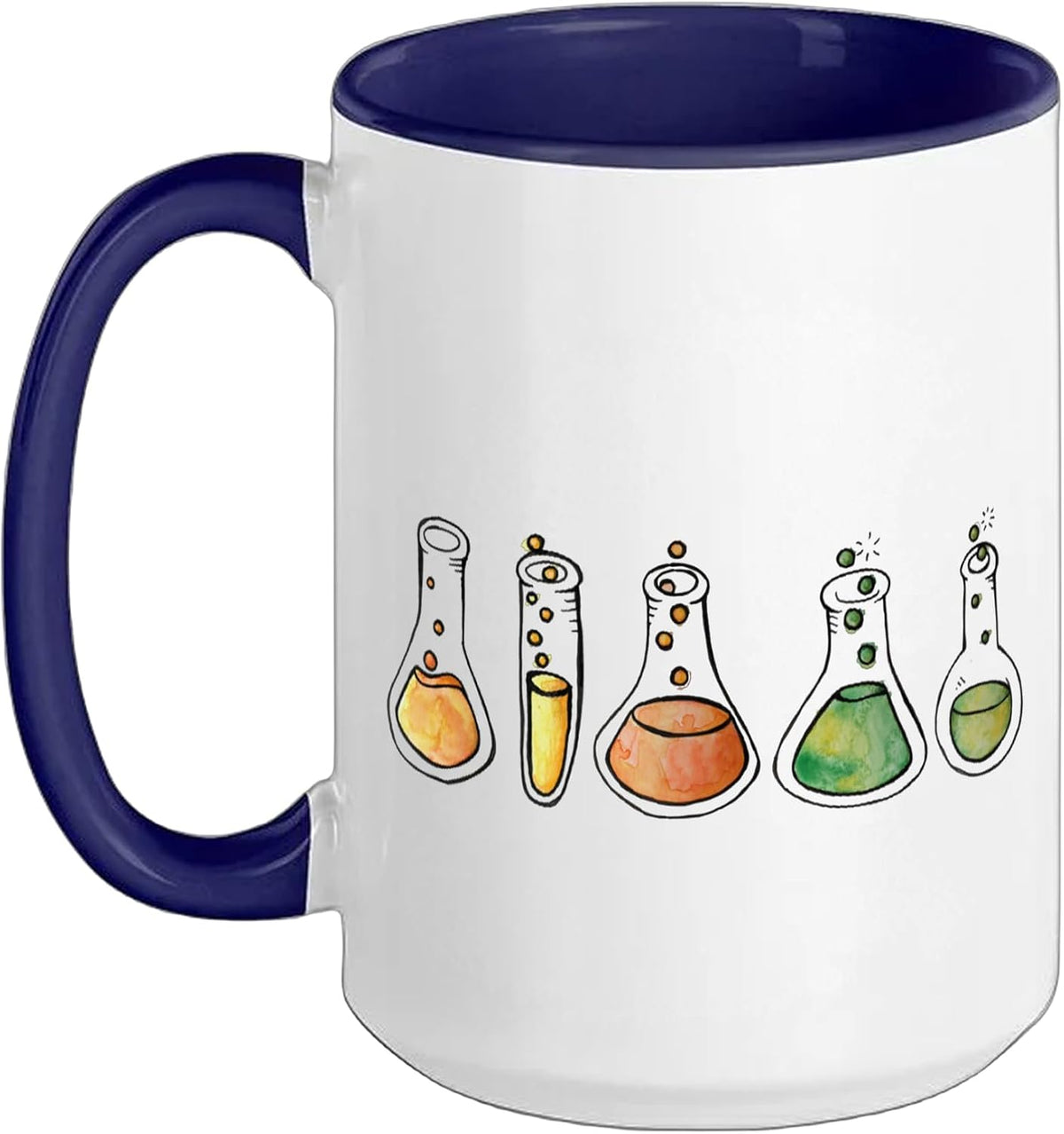 Colorful Science Beakers Art Chemistry Illustration Ceramic Mug
