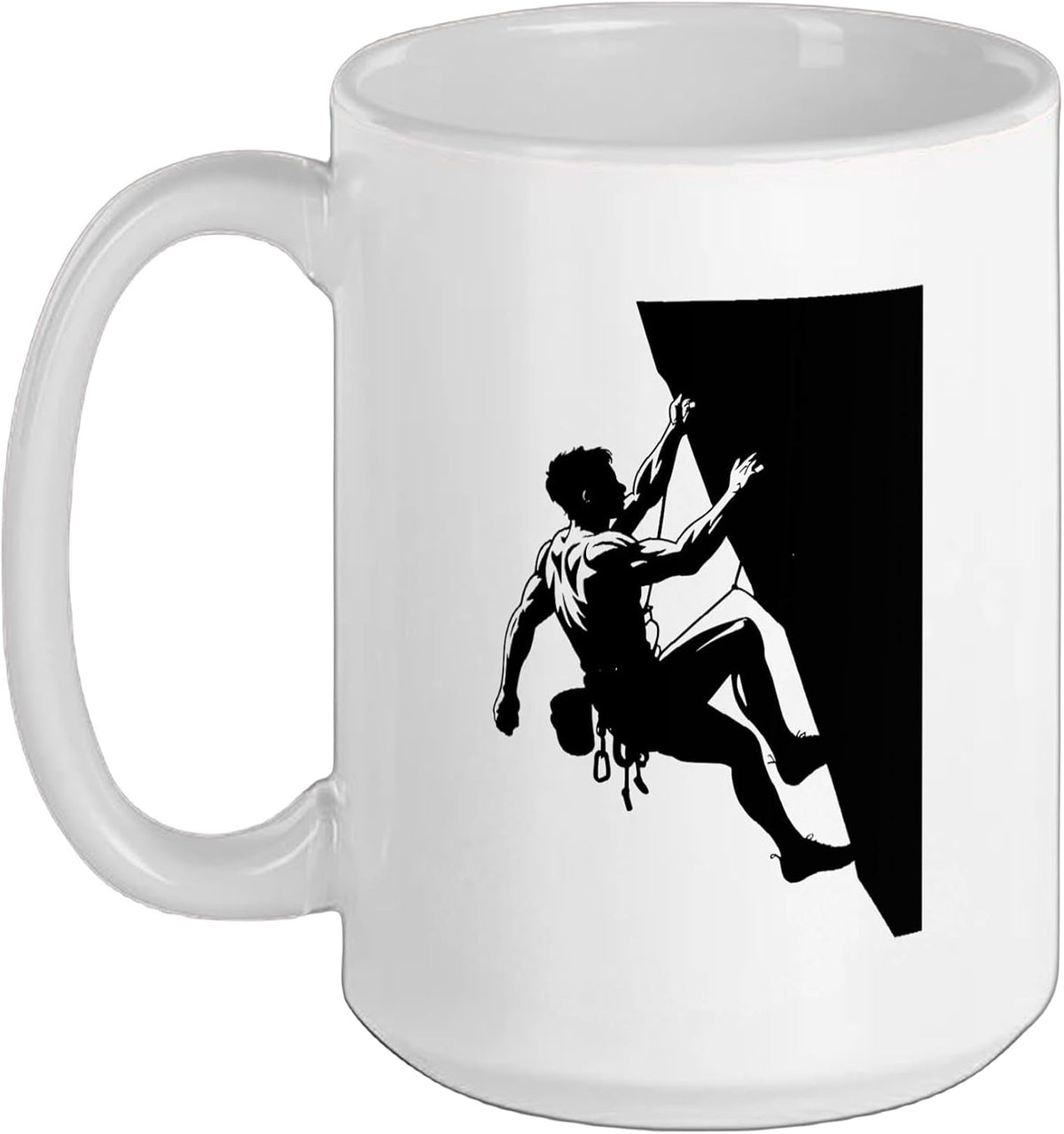 Black Silhouette Rock Climber On Wall Ceramic Mug