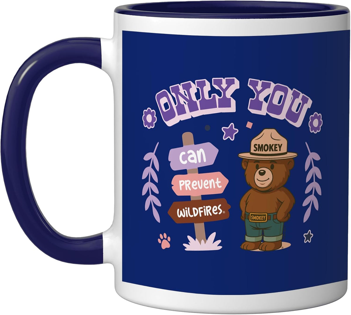 Only You Cute Smokey Bear & Hiking Signposts Ceramic Mug