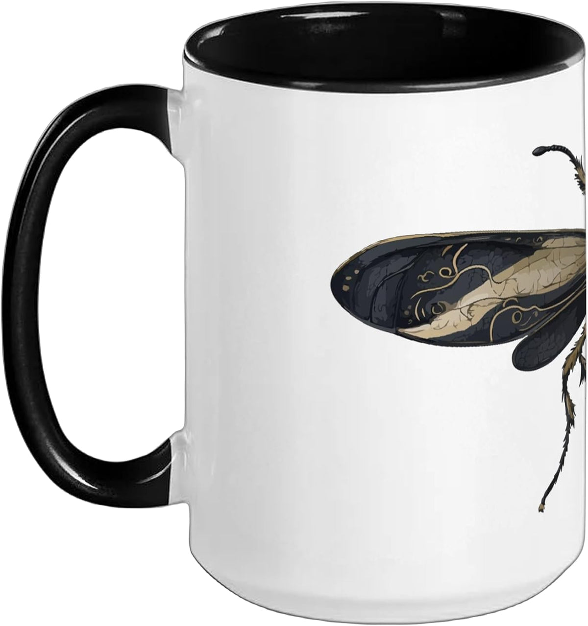 Gothic Death Head Moth Black Gold Insect Art Ceramic Mug