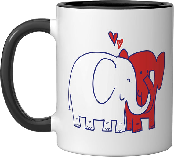Elephant Couple Gift Wedding Anniversary Valentine's Day Ceramic Mug