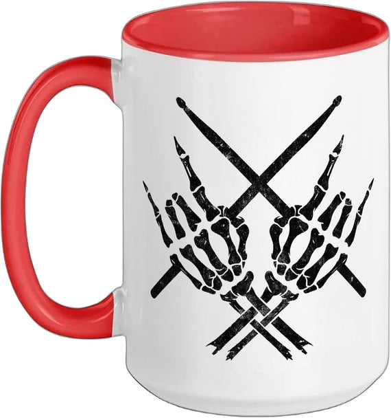 Skeleton Drummer Hands Rock Ceramic Mug