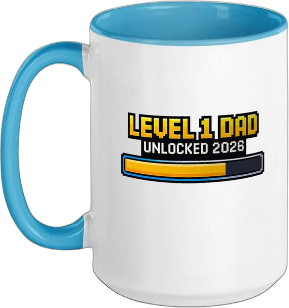 Level 1 Dad Unlocked 2026 Gamer Father Ceramic Mug