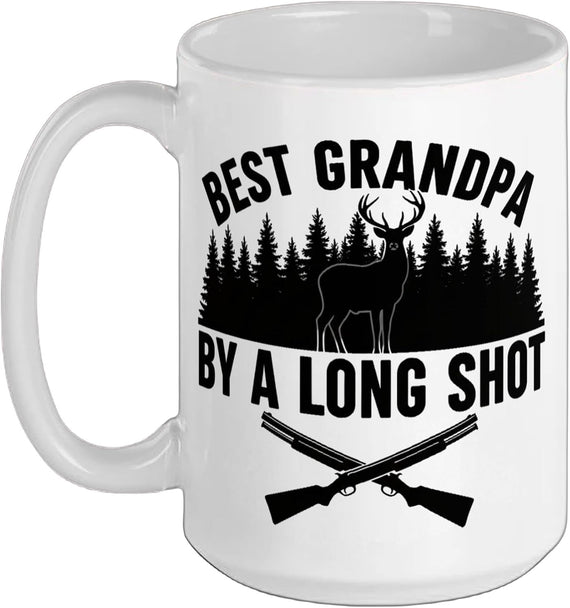 Best Grandpa By A Long Shot Hunting Stag Design For Men Ceramic Mug