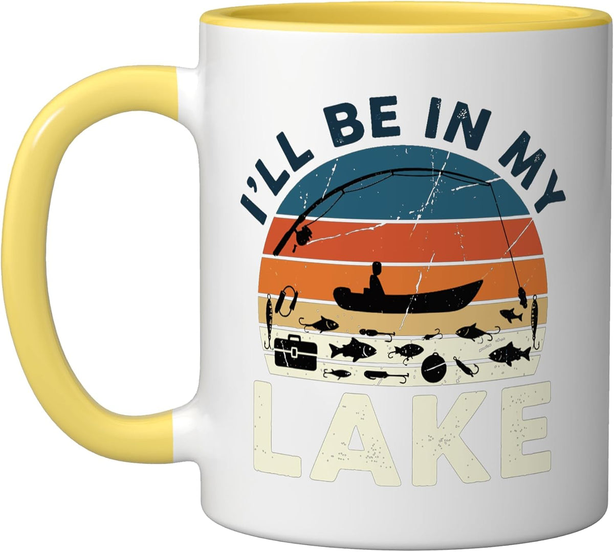 Fishing Lake Retro Sunset Angler Boating Outdoorsman Ceramic Mug