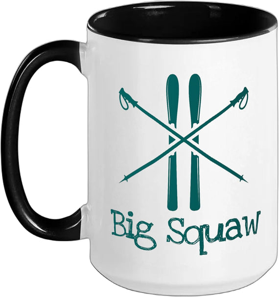 Big Squaw Mountain Rustic Ski Skis Skier Poles Ceramic Mug