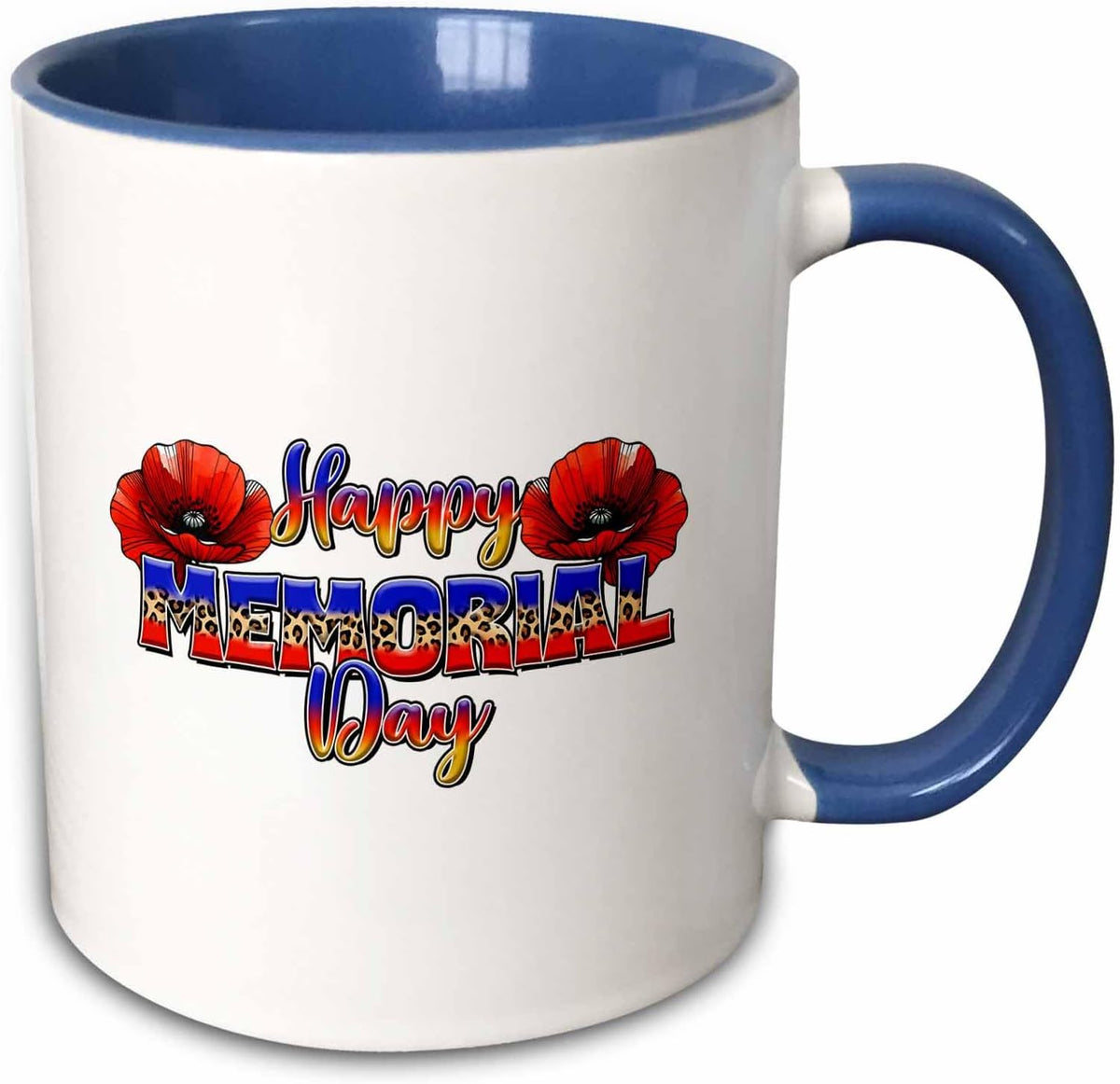 Happy Memorial Day Colorful Word, Two Red Ceramic Mug