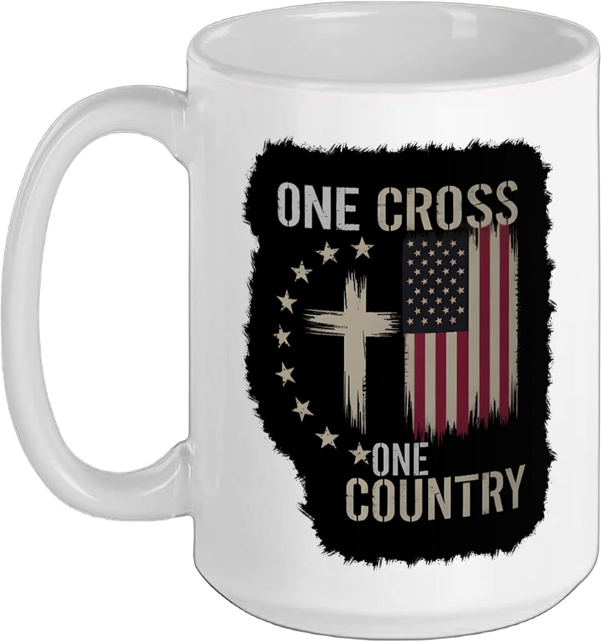 One Cross One Country Patriotic Usa Independence Day Ceramic Mug