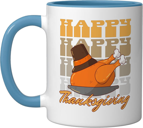 Happy Thanksgiving Funny Roasted Turkey Family Dinner Ceramic Mug