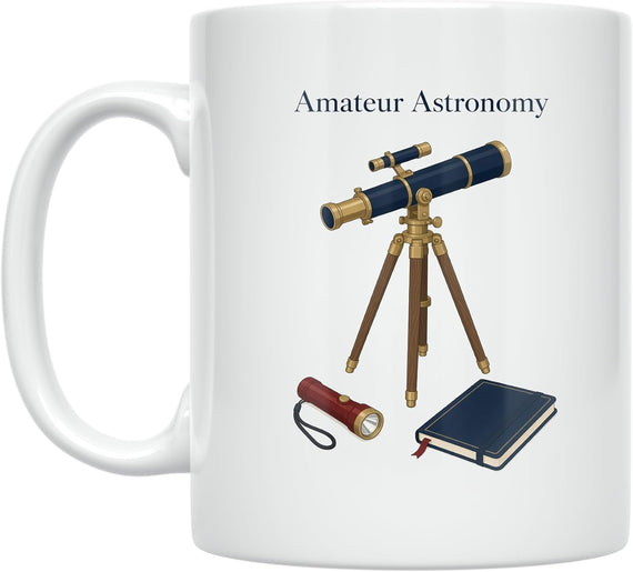 Amateur Astronomy Mug - Telescope & Field Kit Design - Ceramic Mug